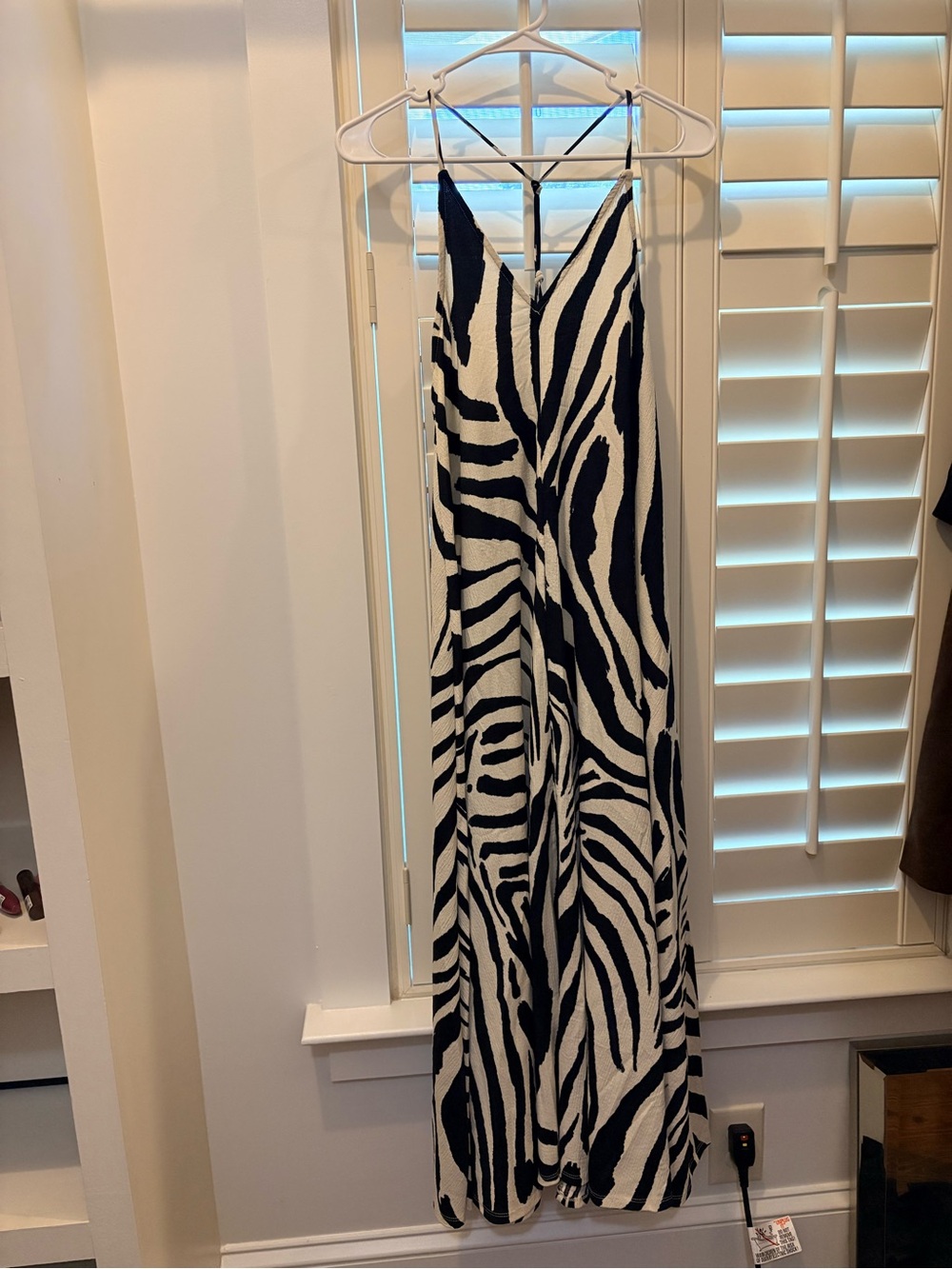 Flowy Zebra-Print Black & White Slip Dress